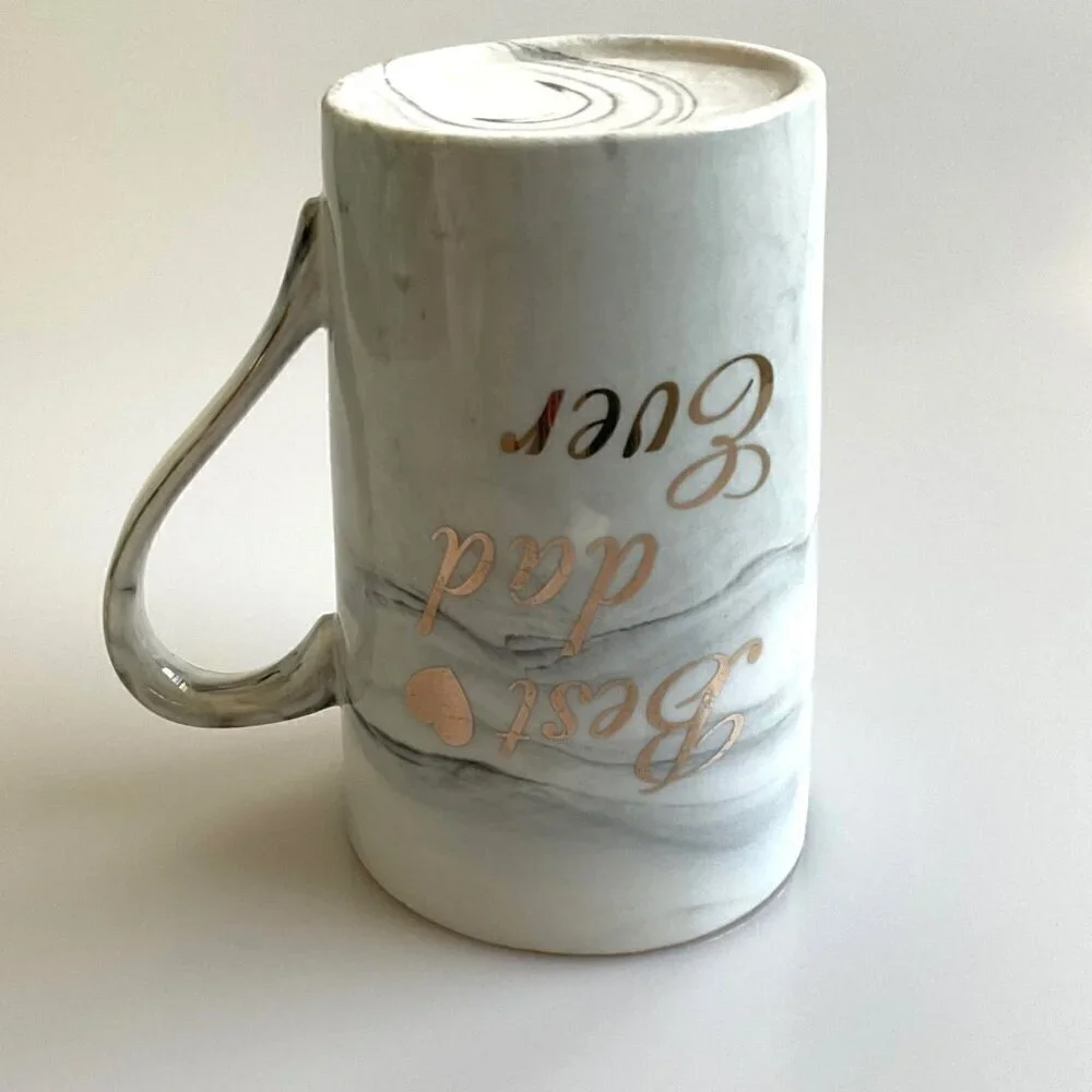 BEST DAD EVER MUG MARBLE GREY COFFEE MUG GUC